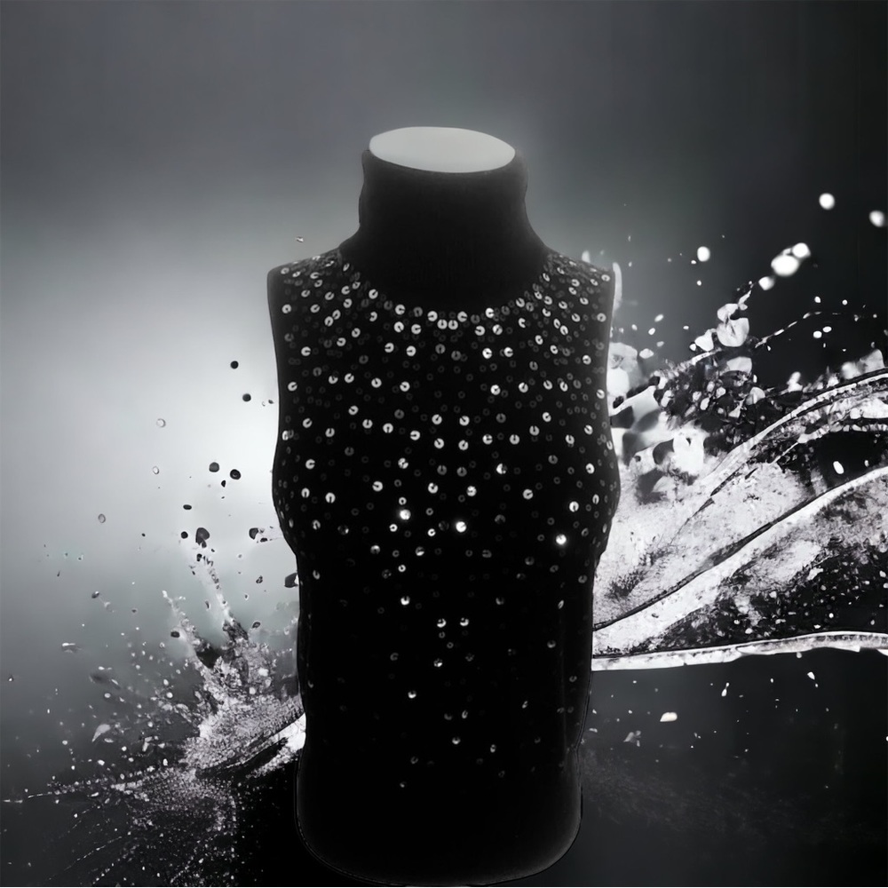 Cinq A Sept Sequin Knit Turtleneck Top Cotton Wool - image 6